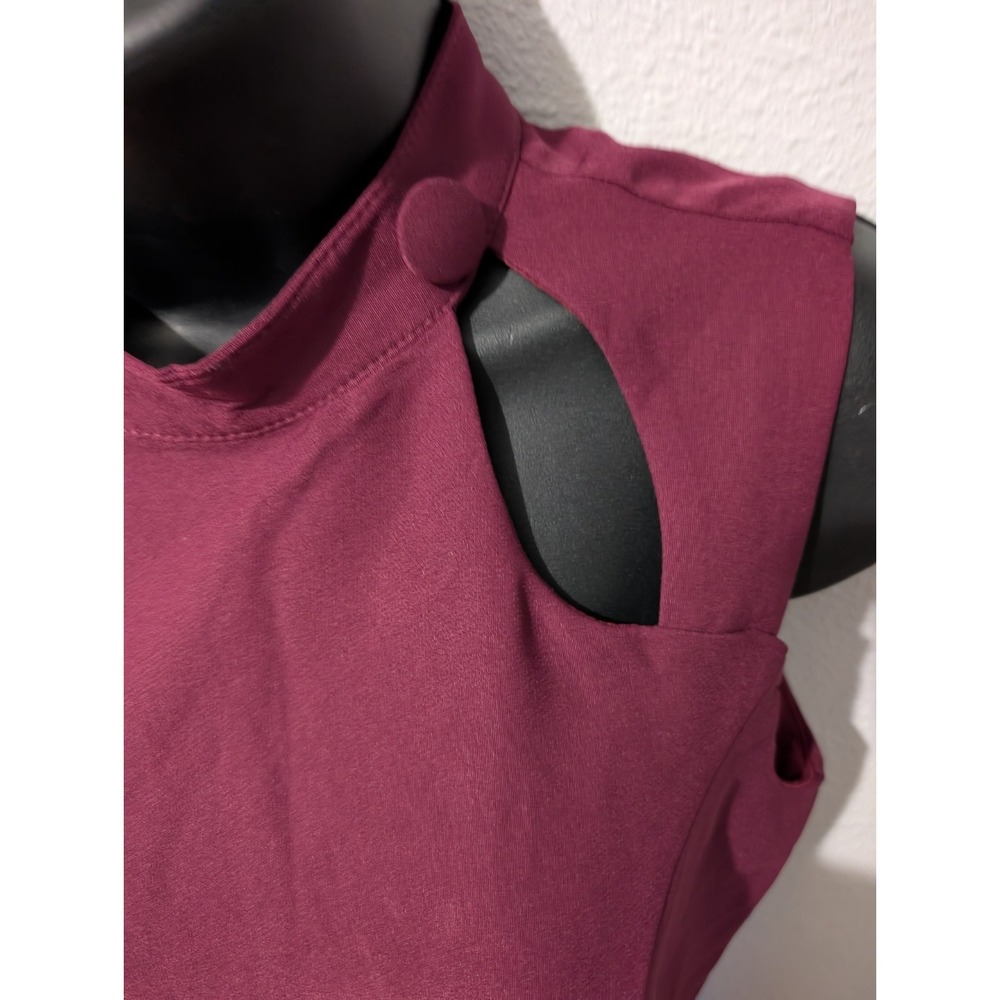 NWT‎ Trendyol Plum Mock Neck Sleeveless Midi Dress Size 2 EU34 Cutout Detail - Picture 3 of 9